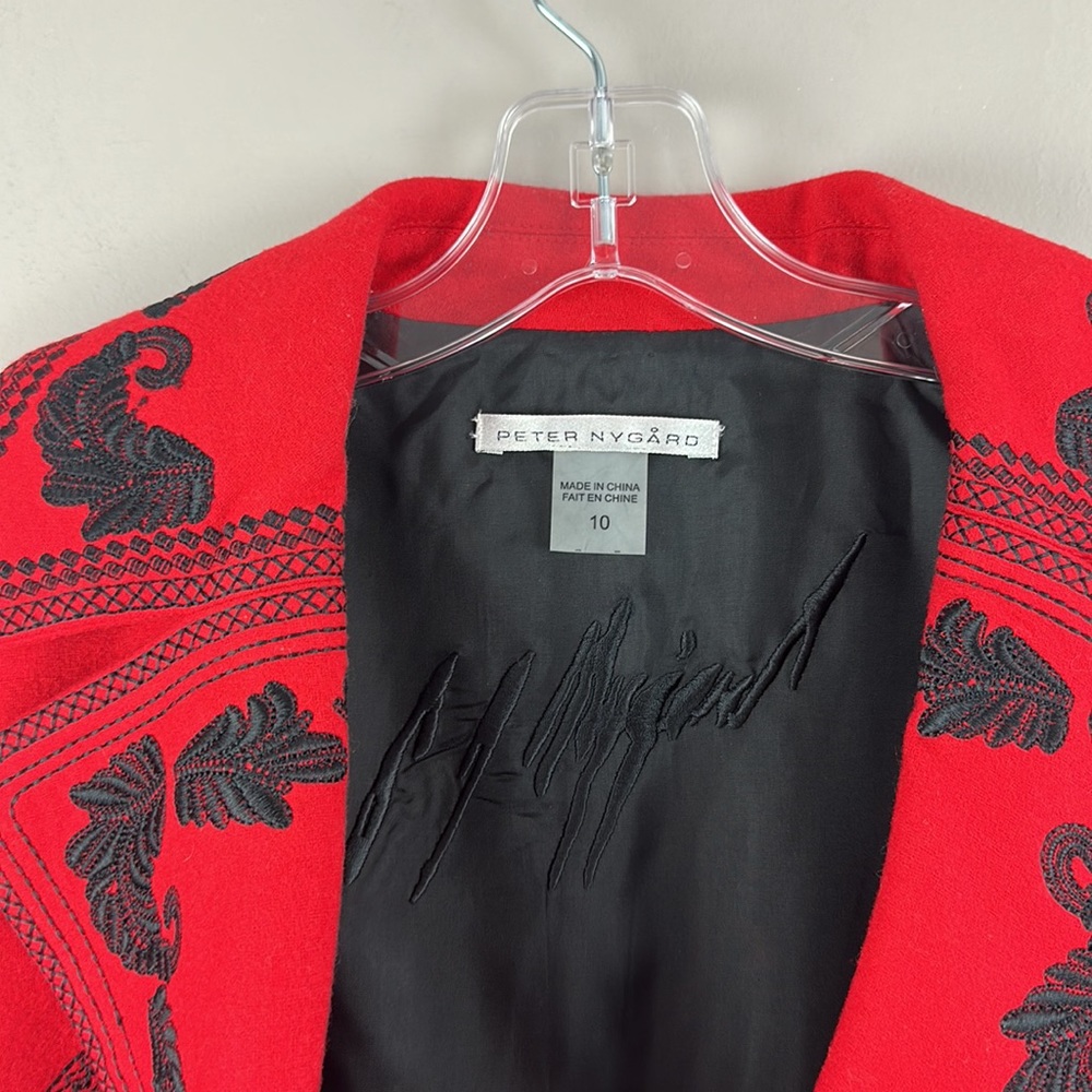 Peter Nygard Red Blazer with Black Embroidery - Picture 4 of 16